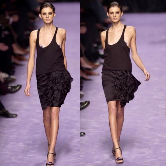 Yves Saint Laurent YSL Flower Silk Skirt Applique Lilac | Size 38 (US 6) NWT - Picture 15 of 15